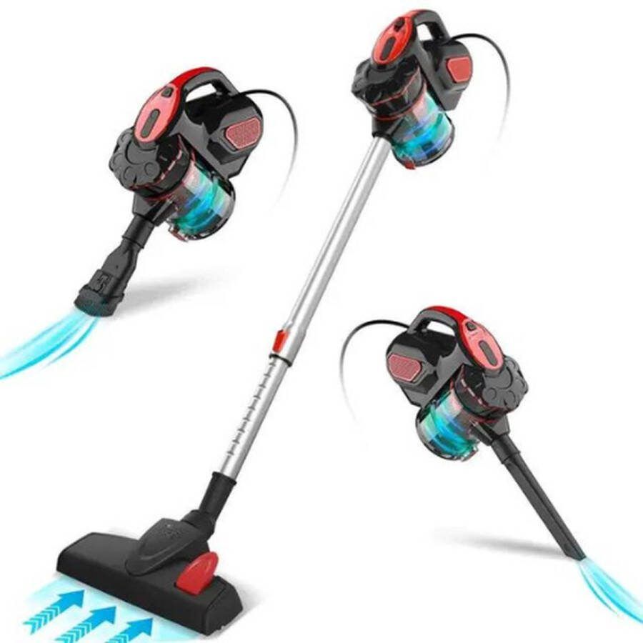 Inse Steelstofzuiger Met Snoer Inclusief opzetstukken Stofzuiger en kruimeldief 600W 18Kpa Vacuum cleaner Rood Zwart