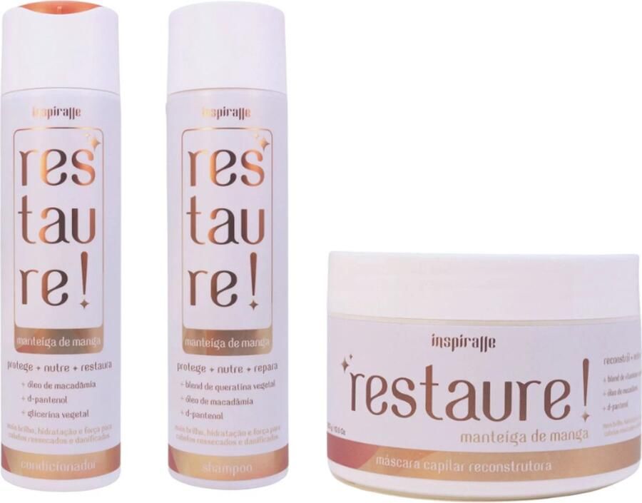 Inspiralle Cosmeticos Inspiralle Restaure Shampoo + Conditioner + Máscara keratine behandeling Manteiga de Manga (Mangoboter)
