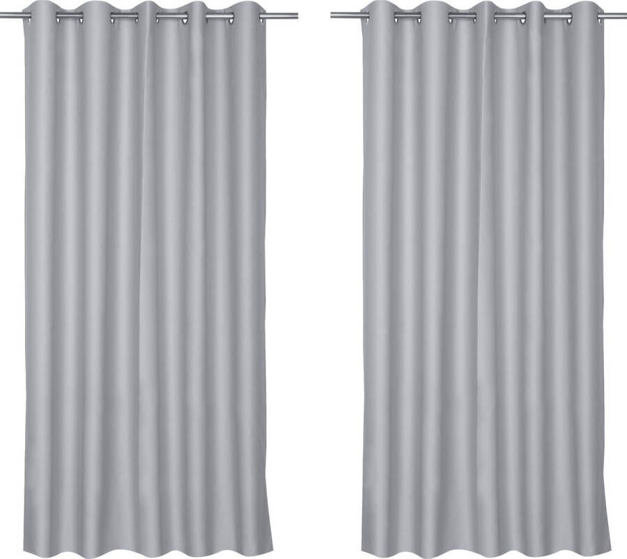 Inspire Set van 2 verduisteringsgordijnen ALYCIA 2 x B.140 x H.280 cm Gordijnen met oogjes Polyester Lichtgrijs