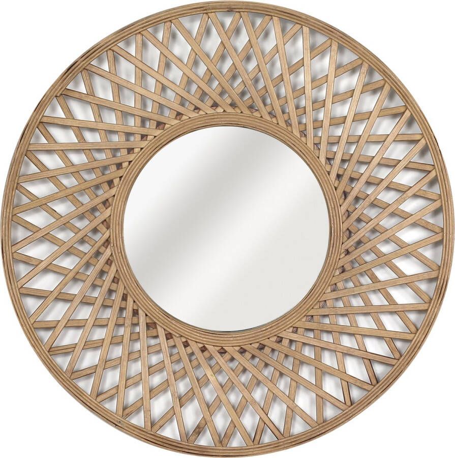 Inspire wandspiegel spiegel rond ROSACE Ø 60 cm beige bamboe rotan hout hangspiegel rond design wandspiegel