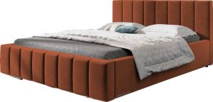 InspireME Gestoffeerd bed met opbergruimte voor beddengoed BOXSPRING BETT 01 140x200 Donker oranje (TRINITY 25)