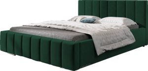 InspireME Gestoffeerd bed met opbergruimte voor beddengoed BOXSPRING BETT 01 140x200 Donkergroen (TRINITY 28)