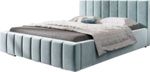 InspireME Gestoffeerd bed met opbergruimte voor beddengoed BOXSPRING BETT 01 140x200 Lichtblauw (TRINITY 22)
