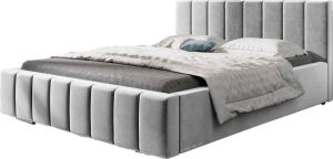 InspireME Gestoffeerd bed met opbergruimte voor beddengoed BOXSPRING BETT 01 140x200 Zilver (TRINITY 32)