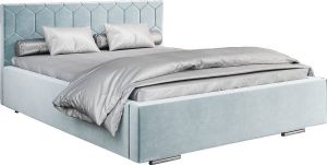 InspireME Gestoffeerd bed met opbergruimte voor beddengoed BOXSPRING BETT 02 140x200 Lichtblauw (TRINITY 22)