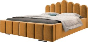 InspireME Gestoffeerd bed met opbergruimte voor beddengoed BOXSPRING BETT 03 140x200 Donker geel (TRINITY 26)