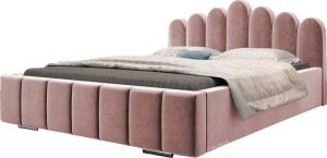 InspireME Gestoffeerd bed met opbergruimte voor beddengoed BOXSPRING BETT 03 140x200 Donkerroze (TRINITY 23)