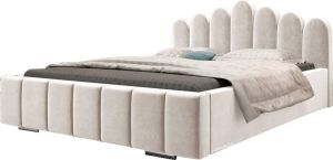 InspireME Gestoffeerd bed met opbergruimte voor beddengoed BOXSPRING BETT 03 140x200 Licht beige (TRINITY 1)