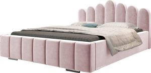 InspireME Gestoffeerd bed met opbergruimte voor beddengoed BOXSPRING BETT 03 140x200 Lichtroze (TRINITY 19)