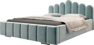 InspireME Gestoffeerd bed met opbergruimte voor beddengoed BOXSPRING BETT 03 160x200 Lichtblauw (TRINITY 22)