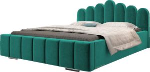 InspireME Gestoffeerd bed met opbergruimte voor beddengoed BOXSPRING BETT 03 160x200 Oceaanblauw (TRINITY 29)