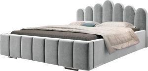 InspireME Gestoffeerd bed met opbergruimte voor beddengoed BOXSPRING BETT 03 180x200 Zilver (TRINITY 32)