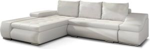 InspireME Hoekbank met slaapfunctie met bedlade Couch L-Form Upholstered Set Living Area Upholstered Sofa with Ottoman Couch Set Lionel (Wit (Soft 17) Corner Sofa Left)