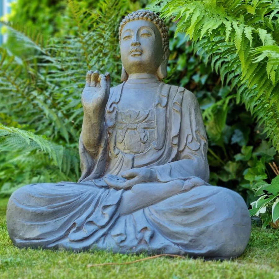 Inspiring Minds Boeddha Tuinbeelden voor Buiten – Boeddha beeld – Groot Donker Grijs Tuinbeeld – 63cm