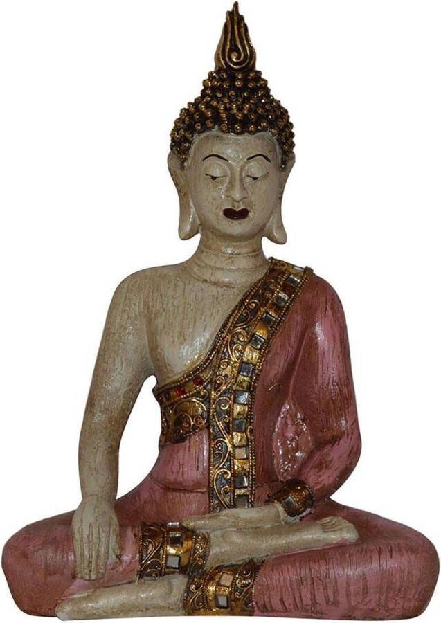 Inspiring Minds Thaise Boeddha beeld Houtlook Roze 25 cm | GerichteKeuze