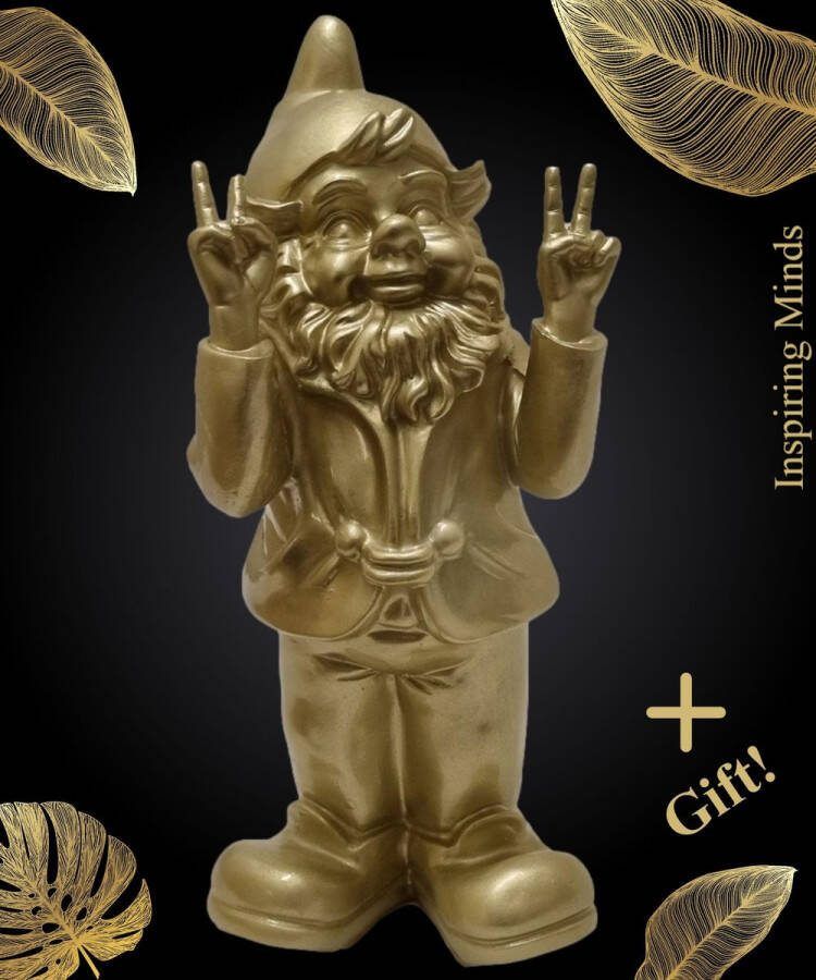 Inspiring Minds Tuinkabouter Peace tuin kabouter 31cm Goud