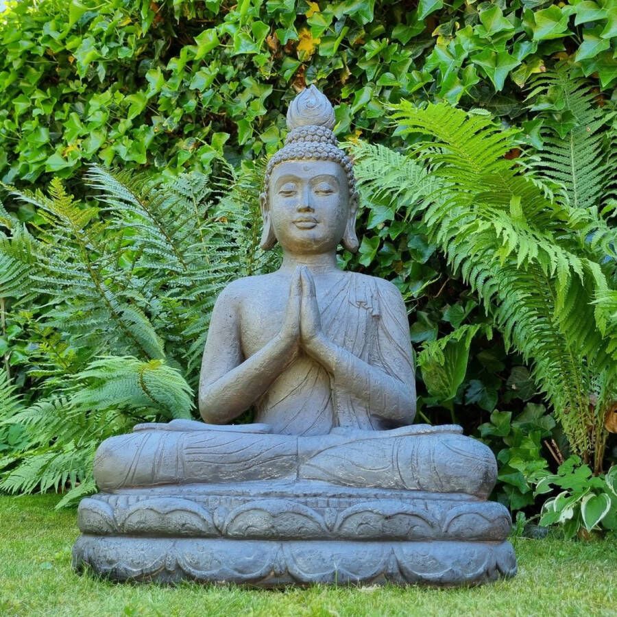 Inspiring Minds XL Boeddha Kwan Yin Tuinbeelden voor Buiten – Quan Yin beeld – Genade Groot Donker Grijs Tuinbeeld 74cm