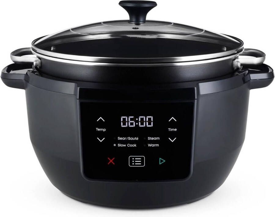 Instant Brands Slowcooker met Timer Slowcooker met Stoomfunctie Elektrische Slowcooker met Anti Aanbaklaag 7.1 L Zilver 10 personen
