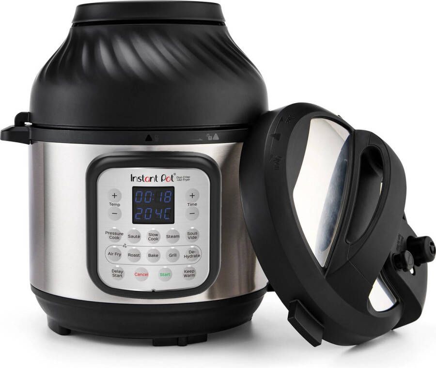 Instant Pot Duo Crisp 11-in-1 Multicooker met Airfryer 5 7L- Snel onder druk koken Slow cooking Sauteren Stomen Sous vide Warmhouden Snel frituren Braden Bakken Roosteren Drogen