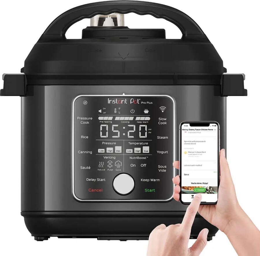 Instant Pot Pro Plus Smart 10-in-1 Multicooker 5 7L met Wi-fi- Drukkoker Slowcooker Rijstkoker Stoomkoker Sauteren Warmer Sous-vide Yoghurtmaker NutriBoost Inmaakpot