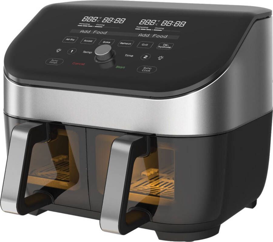 Instant Pot Instant Vortex Plus Dual ClearCook RVS 7 6 liter (8 Qt) 6-in-1 airfryer geurloos frituren roosteren grillen bakken opwarmen dehydrateren voedseldroger droogoven heteluchtfriteuse