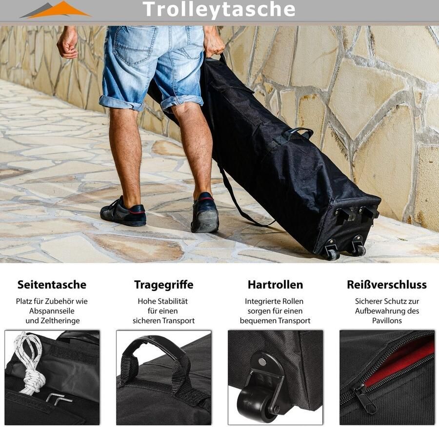 INSTENT Tuinpaviljoen Basic Opvouwbaar Met Opbergtas Paviljoen Partytent Gazebo 3 x 3 m Rood