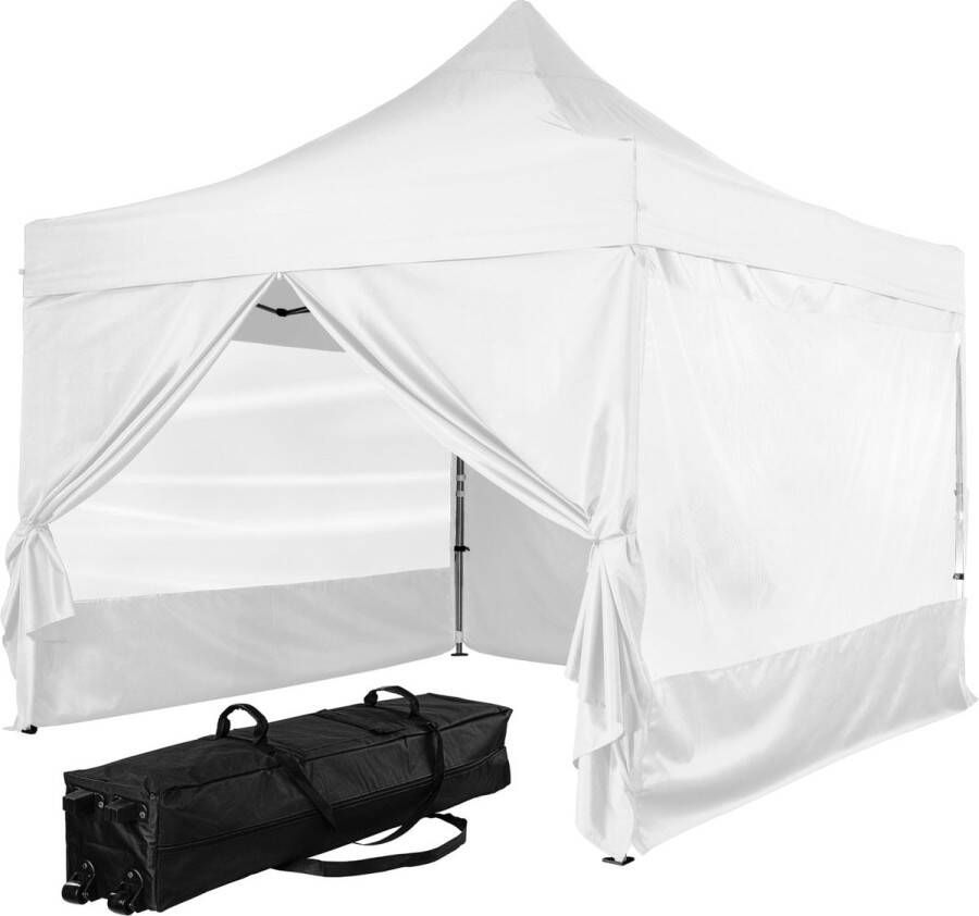 INSTENT Tuinpaviljoen PRO Opvouwbaar Met Opbergtas en 4 Zijwanden Paviljoen Partytent 3 x 3 m Wit