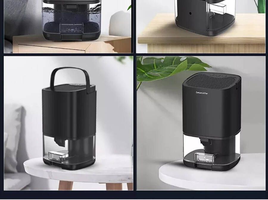 Instinct Draagbare Ontvochtiger – 1000 ml Watertank Compact en Efficiënt voor Thuis Badkamer en Kelder zwart