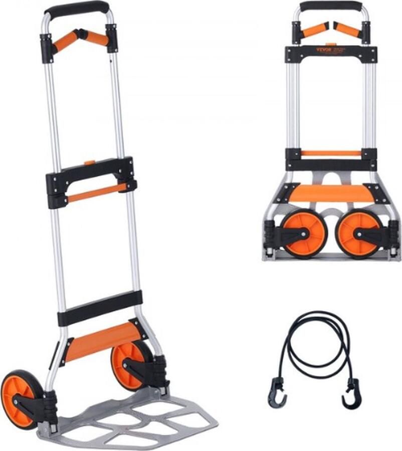 Instinct Steekwagens – 140kg Opvouwbare Draagbare Kar met Telescopische Handgreep en Bindtouw 110.9x51.6x48.5 cm oranje