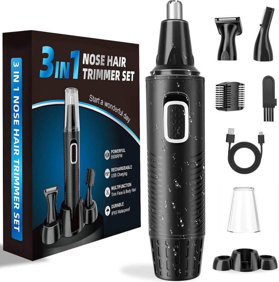 Intelectro Oplaadbare Neustrimmer Stijl Precisie en Gemak in één Neus Baard en Oorhaar Trimmer Accessoires USB C Oplaadbaar Krachtige Motor Waterdichte Behuizing Compact en Draagbaar Zwart Levering Sneller dan Aangegeven!