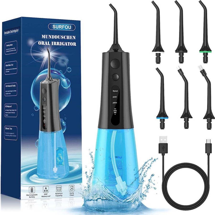 Intelectro Waterflosser Ontdek de Ultieme Draadloze waterflosser voor Een Stralende Glimlach Effectieve Reiniging Compact Design Verbeterde Mondgezondheid Meerdere Standen 300ml Capaciteit Zwart Levering Sneller dan Aangegeven!