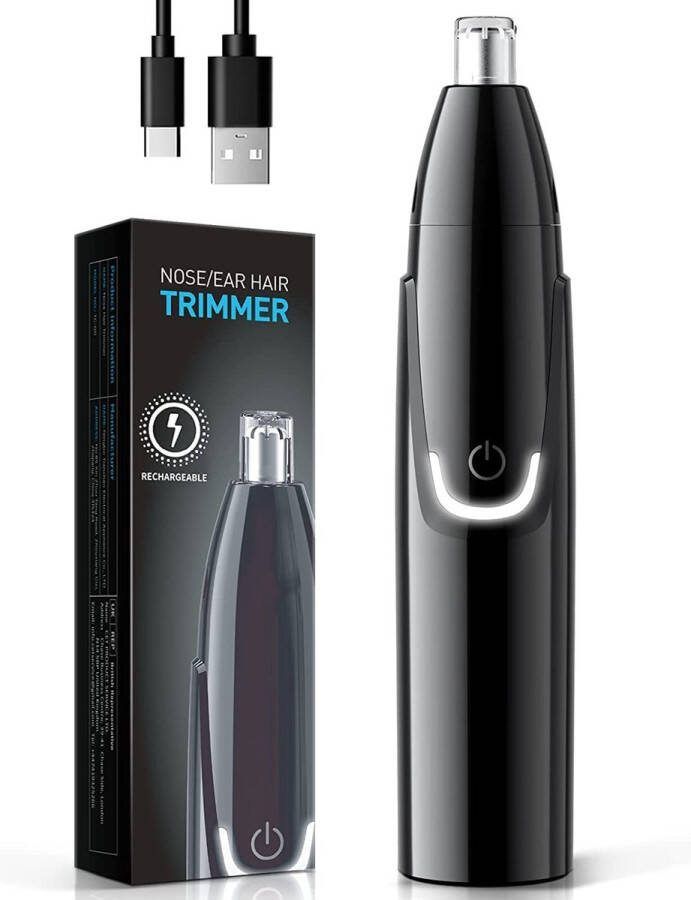 Intellecto Intelectro Oplaadbare Neustrimmer Vertrouw op een Moeiteloos Gladde Look met onze Krachtige Oplaadbare Neushaartrimmer! Neus en Oren Dubbele Mesjes 6 Minuten Oplaadtijd USB-C Zwart Levering Sneller dan Aangegeven!