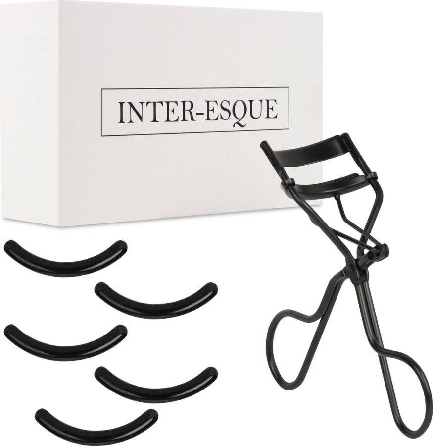 INTER-ESQUE Wimperkruller + 5x Gratis Extra Siliconen Pad Zwart