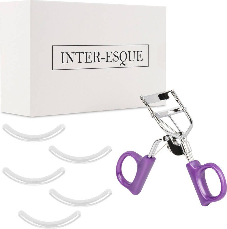 INTER-ESQUE Wimperkruller Eyelash Curler + 5x Gratis Extra Siliconen Pad Paars