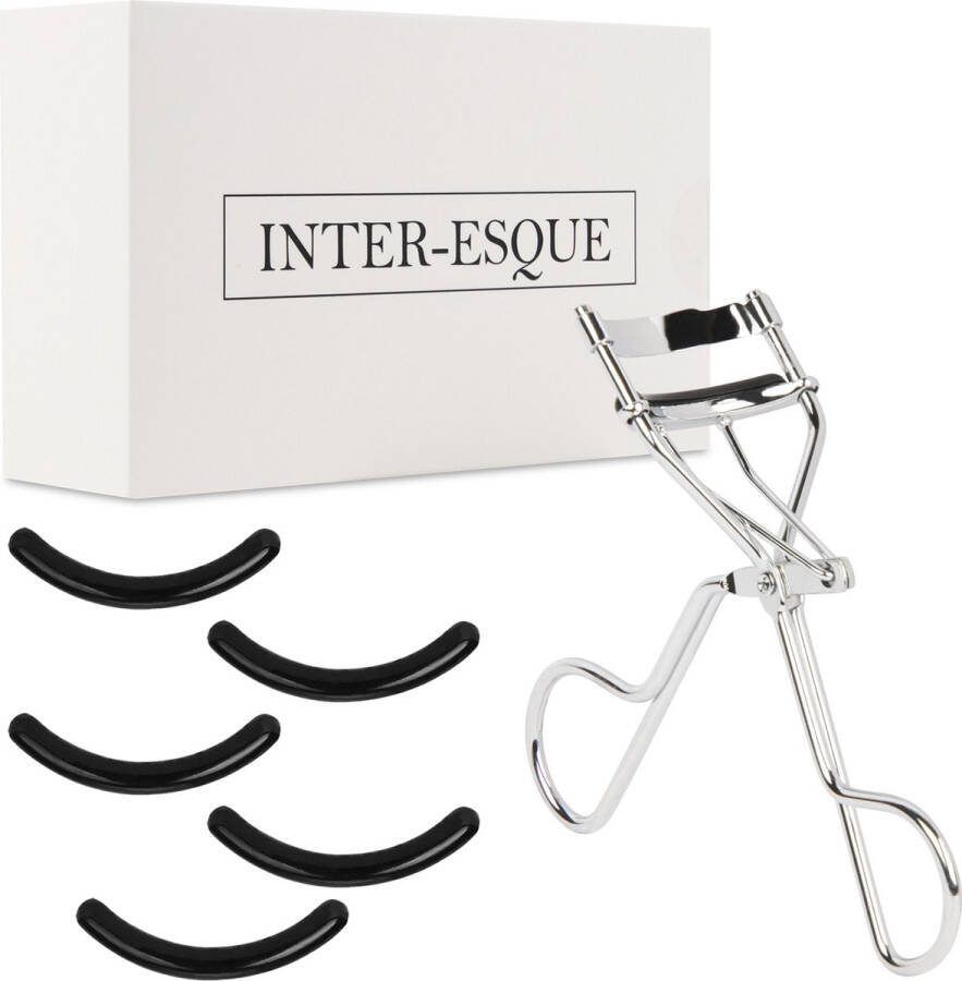 INTER-ESQUE Wimperkruller Eyelash Curler + 5x Gratis Extra Siliconen Pad Zilver