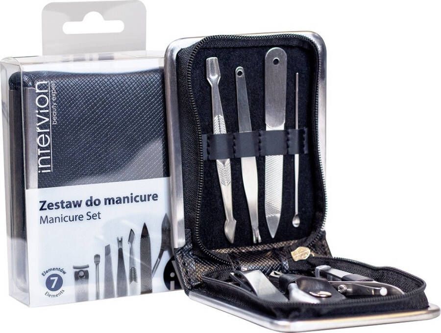 Inter Vion Zwart lederen manicureset 7st