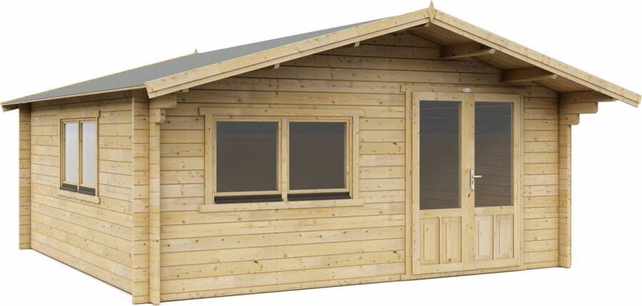 Interflex blokhut chalet – tuinhuis – geïmpregneerd hout – inclusief dakbedekking 5x5
