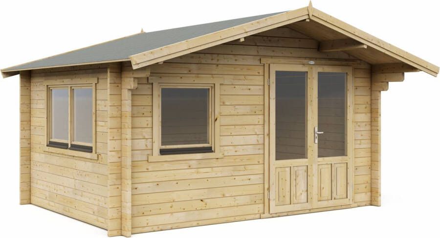Interflex blokhut standaard – tuinhuis – geïmpregneerd hout – inclusief dakbedekking 4 x 3