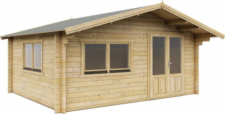 Interflex blokhut standaard – tuinhuis – geïmpregneerd hout – inclusief dakbedekking 5x4