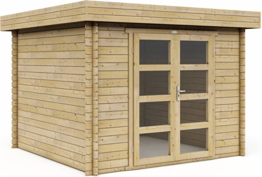 Interflex modern tuinhuis blokhut geimpregneerd hout inclusief dakbedekking 300 x 300 cm 330M