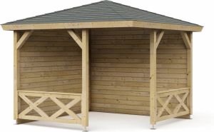 Interflex paviljoen tuinhuis geïmpregneerd hout inclusief dakbedekking P3055