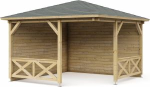 Interflex paviljoen – tuinhuis – geïmpregneerd hout – inclusief dakbedekking P3555 370 x 370