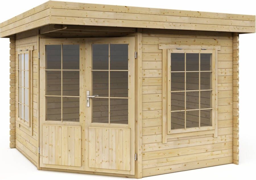 Interflex tuinhuis blokhut geïmpregneerd hout inclusief dakbedekking 300 x 300 cm 3056