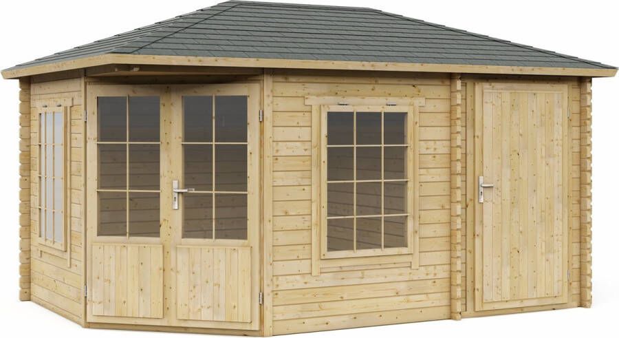 Interflex tuinhuis blokhut geimpregneerd hout inclusief dakbedekking- 4355