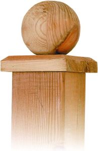 Intergard Paalornament hout bol voor tuinpaal 80mm