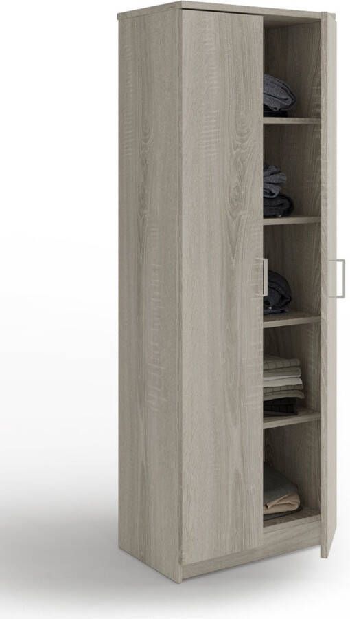 Interia x Opbergkast 'Amelie' 2 deuren en 4 legplanken Sonoma (180x60x40cm)