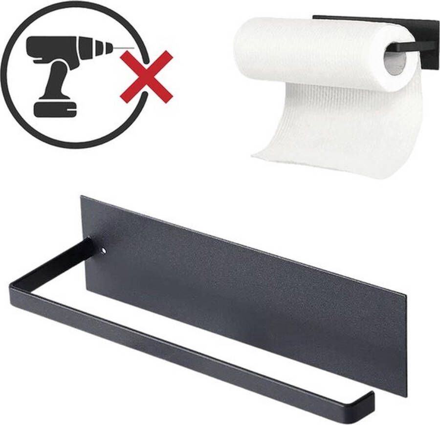Interice Keukenrolhouder Zelfklevend Hangend Rollenhouder Extra Stevig Zwart