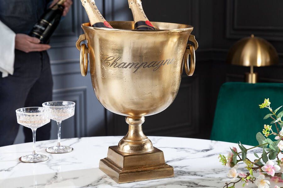 Interieurs online Elegante Aluminium Gouden Champagnekoeler 40cm gouden flessenkoeler