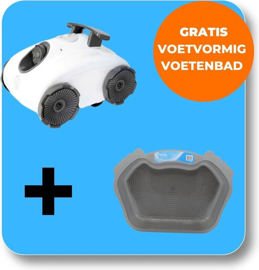 Interline Zwembadrobot King Crab Bodemzuiger Zwembad Stofzuiger Zwembad Reiniger Zwembad Robot Zwembadzuiger Zwembadstofzuiger Zwembaden tot 7m x 3 5m x 1.80 Incl. gratis voetvormig voetenbad
