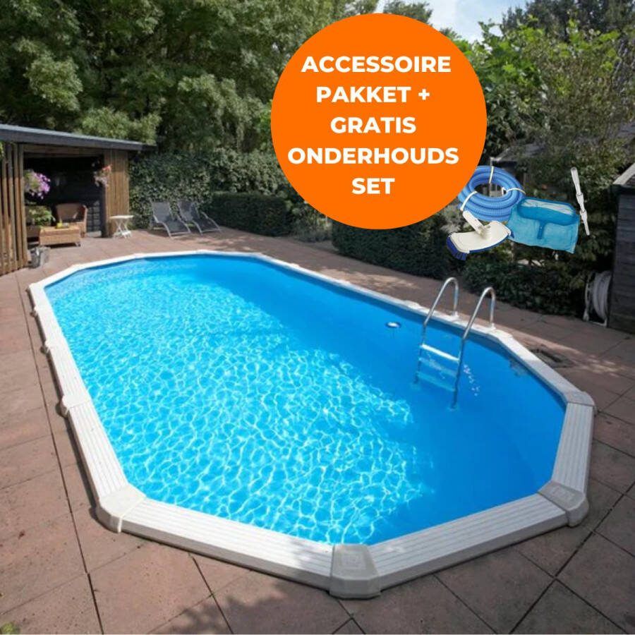 Interline zwembad Diana 6 10 x 3 60m ovaal Metaalwand zwembad Op- en inbouw Inclusief filterset Inclusief zwembadtrap Gratis onderhoudsset